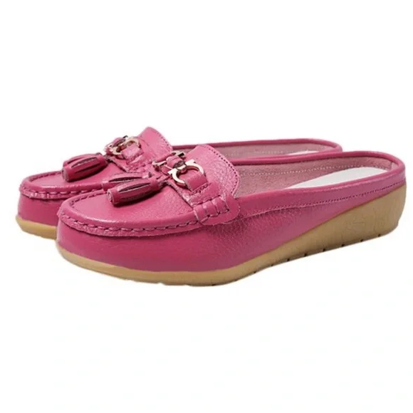 ๐ธ Hot Pink Leather Loafer Slide ๐ธ - Picture 12 of 14